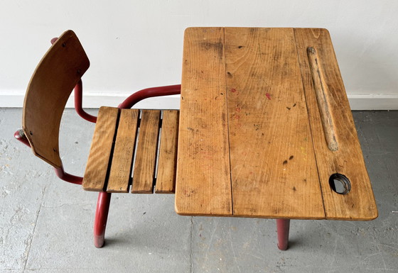 Image 1 of Vintage Childs School Desk And Chair
