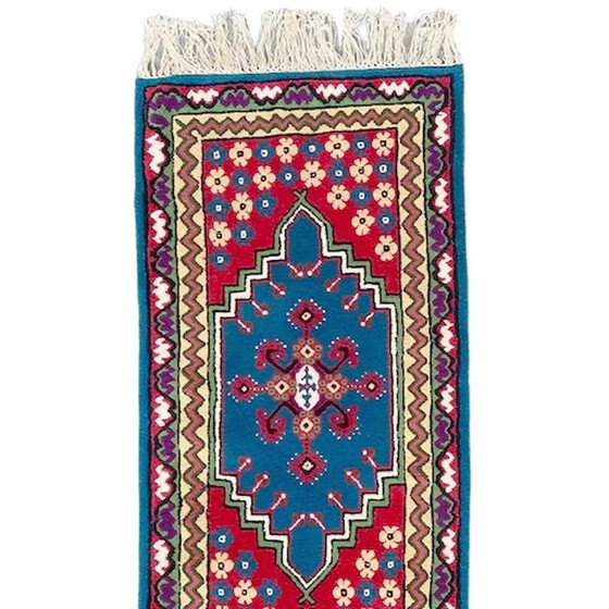 Image 1 of Vintage hand-knotted Persian rug runner Kairouan 350 cm turquoise