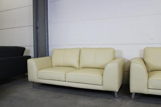 Image 1 of Two-seater three-seater leather sofa leather couch sofa couch