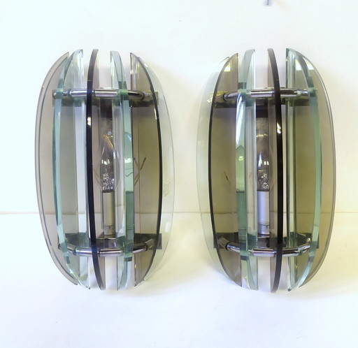 Veca Green Glass  Wall Lights, 1970,Set Of 2