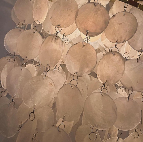 Image 1 of Set de 2 lampes capiz shell lampes suspendues monture opaline or