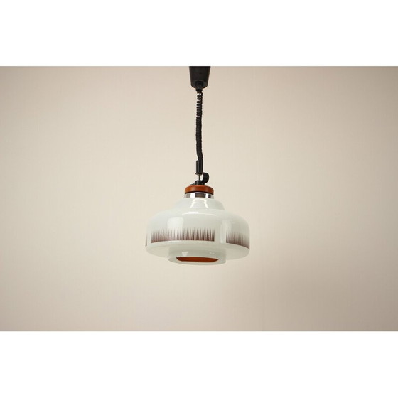 Image 1 of Vintage adjustable glass pendant lamp, Czechoslovakia 1970