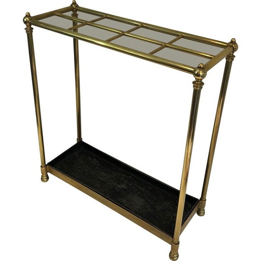Vintage brass and cast iron umbrella stand, France 1900s