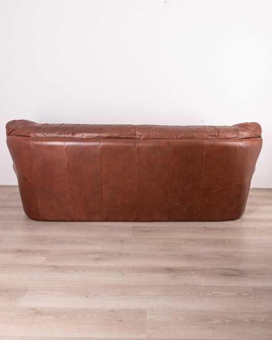 Image 1 of Vintage 70S Sofa In Real Brown Leather Italian Design 