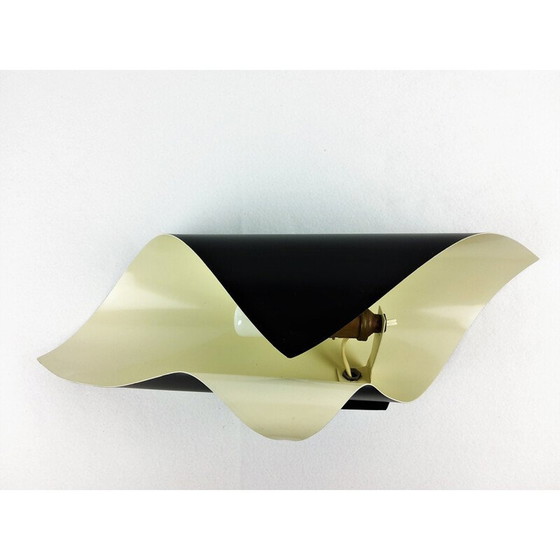 Image 1 of Vintage spiral wall lamp in black lacquered preformed metal, 1960