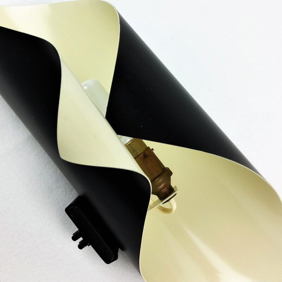 Image 1 of Vintage spiral wall lamp in black lacquered preformed metal, 1960