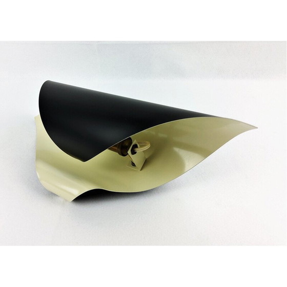 Image 1 of Vintage spiral wall lamp in black lacquered preformed metal, 1960