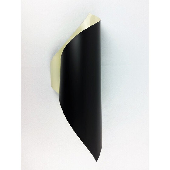 Image 1 of Vintage spiral wall lamp in black lacquered preformed metal, 1960