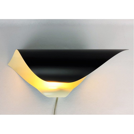 Image 1 of Vintage spiral wall lamp in black lacquered preformed metal, 1960