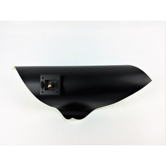 Image 1 of Vintage spiral wall lamp in black lacquered preformed metal, 1960