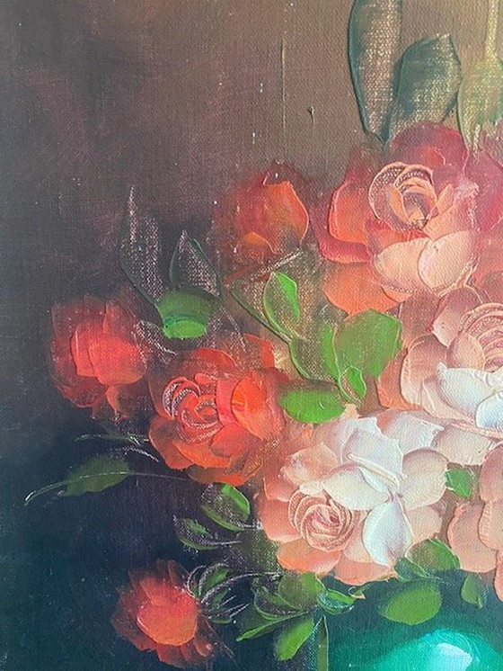 Image 1 of Bouquet of Roses In Green Vase