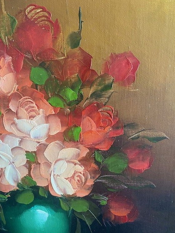 Image 1 of Bouquet of Roses In Green Vase