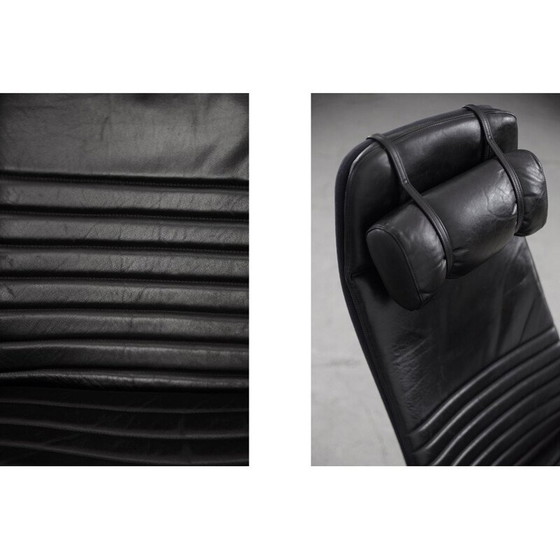 Image 1 of Pair of vintage black leather armchairs by Ire Möbel, Sweden 1970