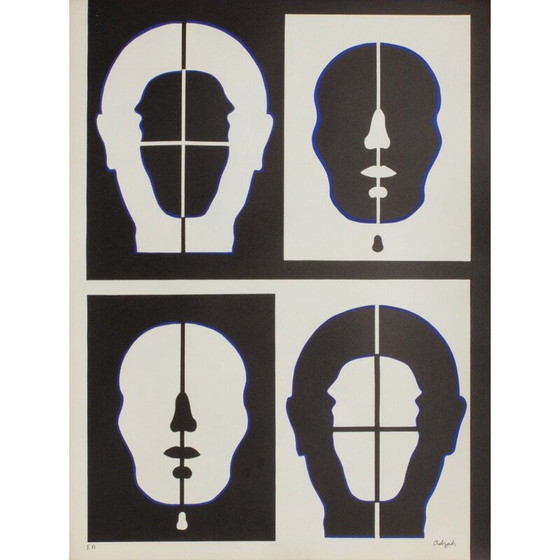 Image 1 of Vintage lithograph by Roy Adzak Face, 1972