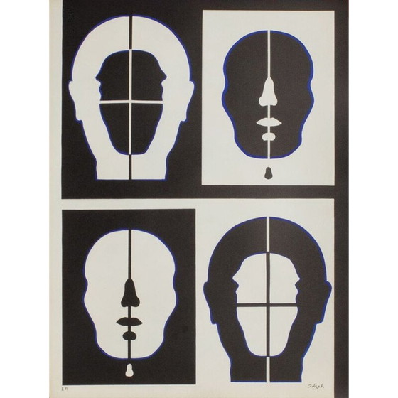 Image 1 of Vintage lithograph by Roy Adzak Face, 1972