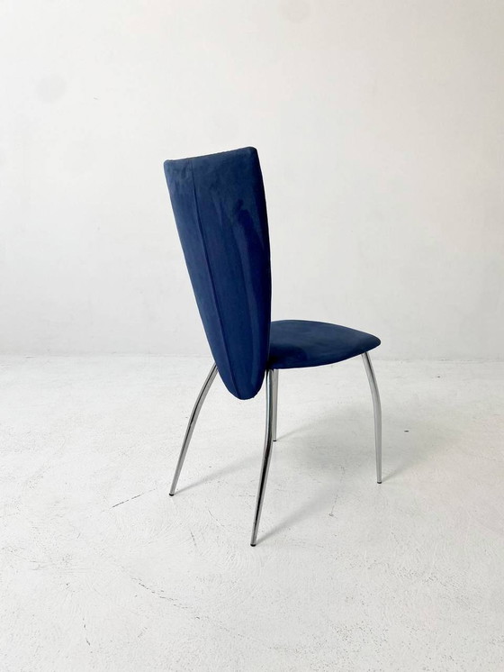 Image 1 of Set de 2 chaises en velours bleu foncé