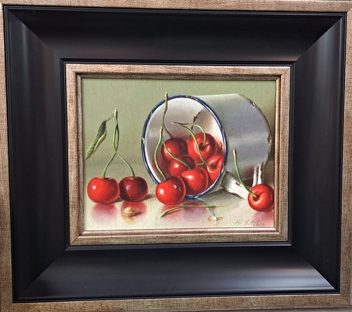 Still Life With Cherries In Enamel Mug,Rob Ritchie