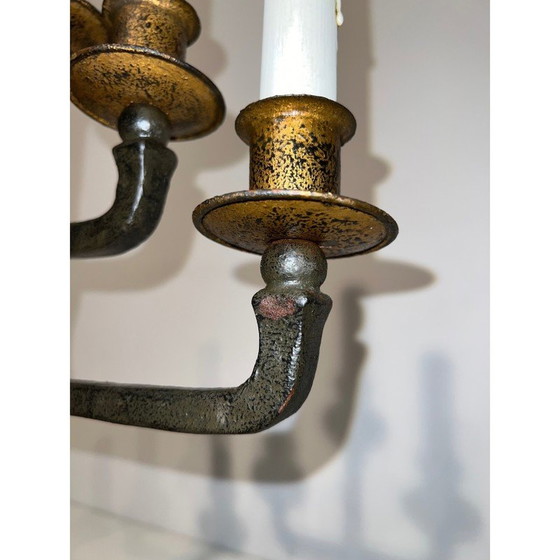 Image 1 of Pair of vintage wrought iron candelabras with 5 arms, 1940