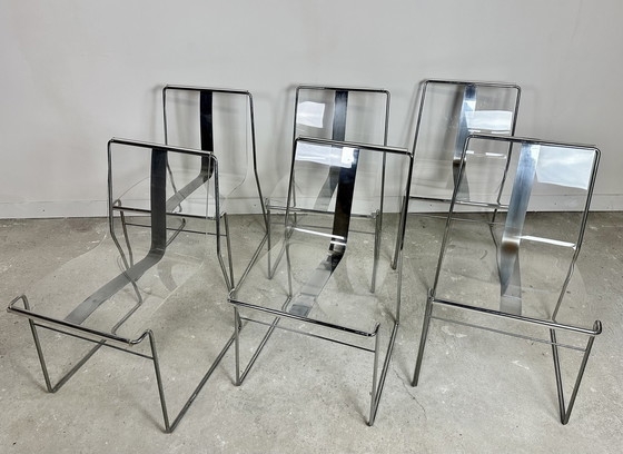 Image 1 of Chairs (Series Of 6) Filglass By Jacques Charpentier 1971'S