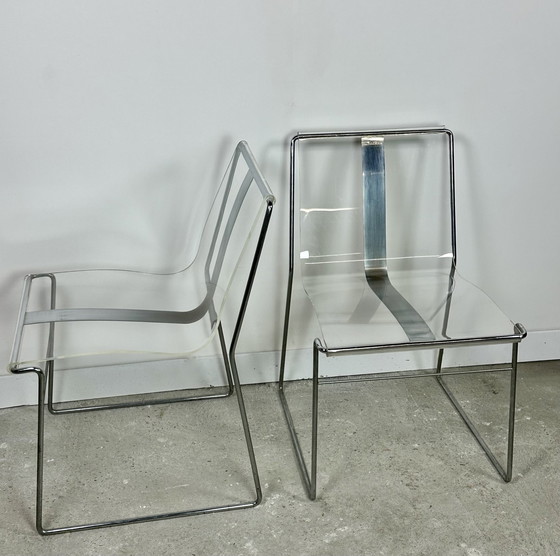 Image 1 of Chairs (Series Of 6) Filglass By Jacques Charpentier 1971'S