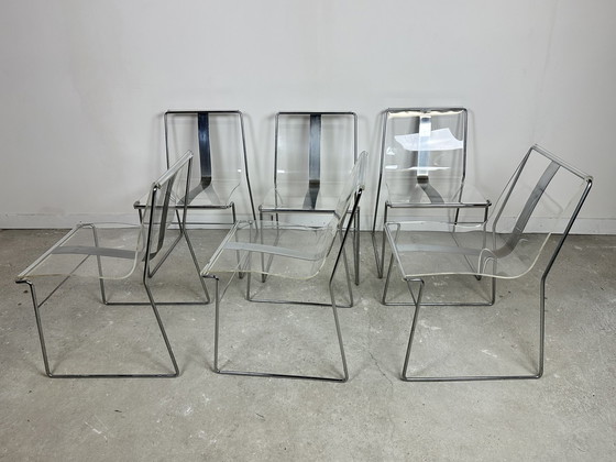 Image 1 of Chairs (Series Of 6) Filglass By Jacques Charpentier 1971'S