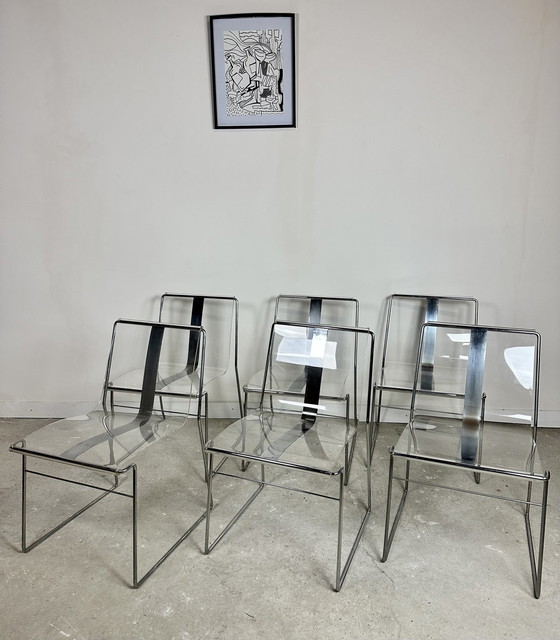 Image 1 of Chairs (Series Of 6) Filglass By Jacques Charpentier 1971'S