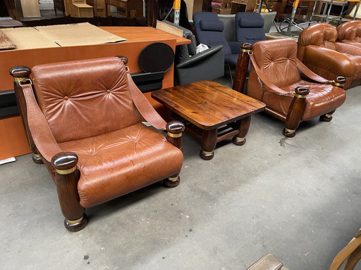 Italian Mid-Century Modern Lounge Chair Set 