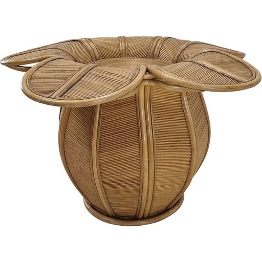 Base per tavolo da pranzo vintage in rattan e bambù, 1980