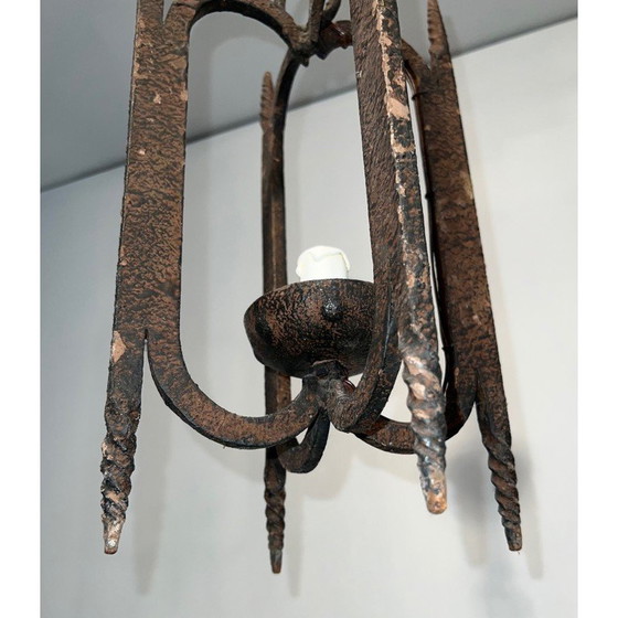 Image 1 of Vintage wrought iron chandelier, France 1950