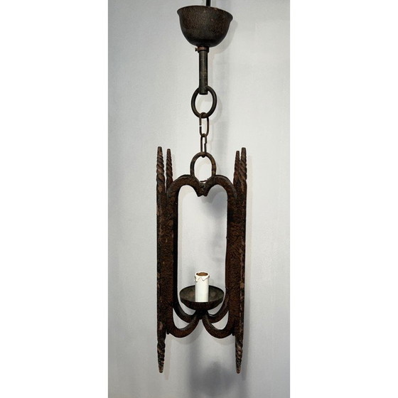 Image 1 of Vintage wrought iron chandelier, France 1950