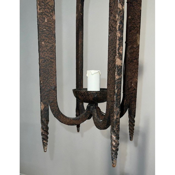 Image 1 of Vintage wrought iron chandelier, France 1950