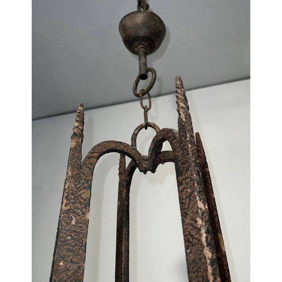 Image 1 of Vintage wrought iron chandelier, France 1950