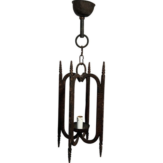 Image 1 of Vintage wrought iron chandelier, France 1950