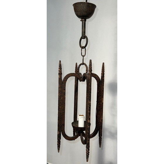 Image 1 of Vintage wrought iron chandelier, France 1950