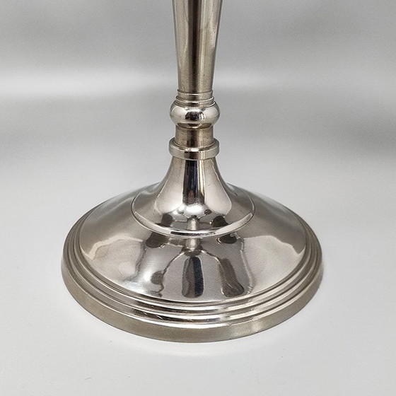 Image 1 of 1950S Stunning Candelabra For Three Candles In Stainless Steel. Handmade. Made In Italy