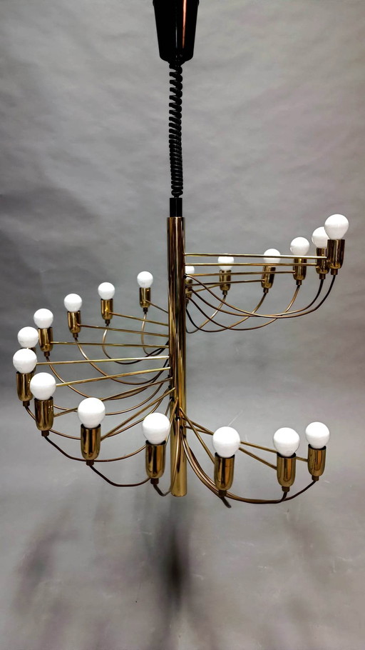 Spiral brass chandelier