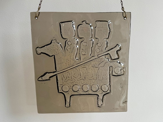 Image 1 of 1X Erik Höglund For Kosta Bosa Glass Relief Window Hanger / Wall Decoration