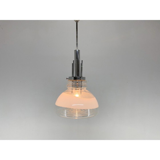 Image 1 of Lampada a sospensione vintage in vetro di Murano e cromo di Mazzega, Italia, anni '60