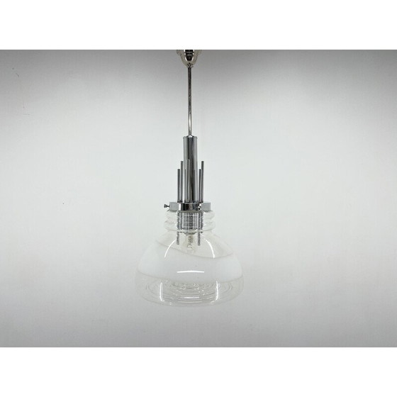 Image 1 of Lampada a sospensione vintage in vetro di Murano e cromo di Mazzega, Italia, anni '60