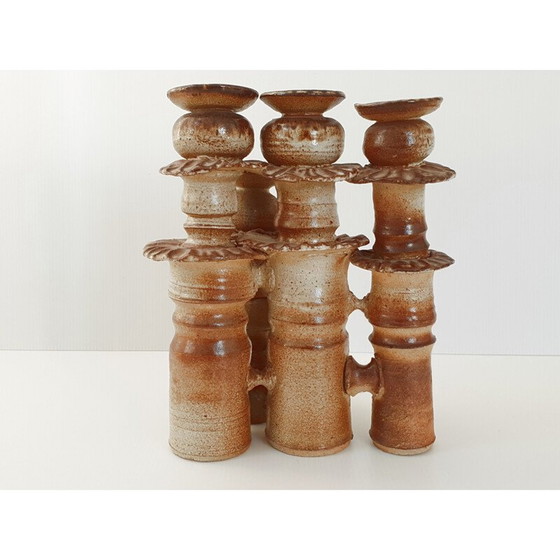 Image 1 of Vintage stoneware candlestick, 1970