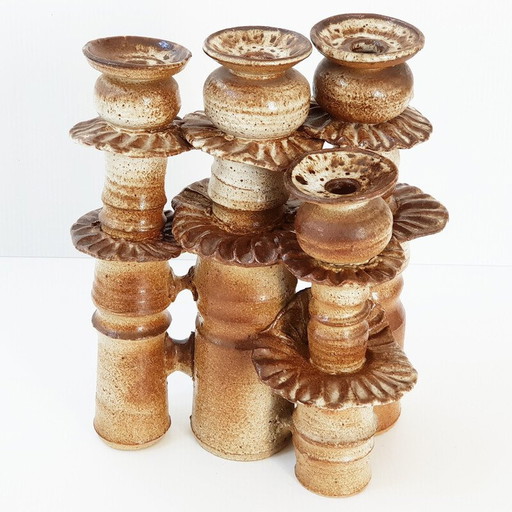 Vintage stoneware candlestick, 1970