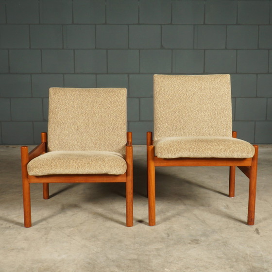 Image 1 of Danish Lounge Set - Two Armchairs With Table - 1970s