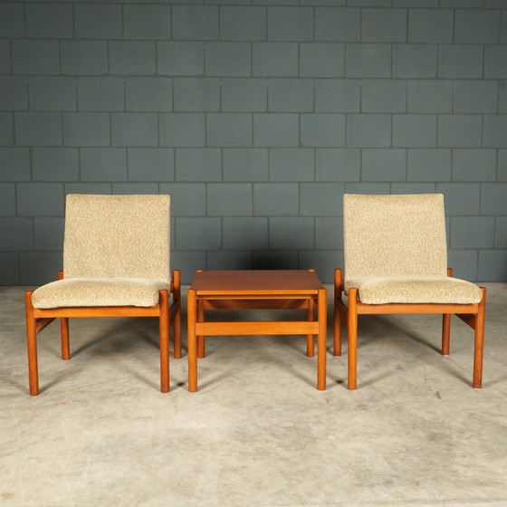 Image 1 of Danish Lounge Set - Two Armchairs With Table - 1970s