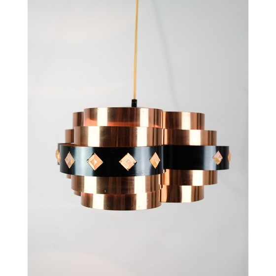 Image 1 of Lampada a sospensione vintage in rame di Werner Schou per Coronell Elektro, anni '70