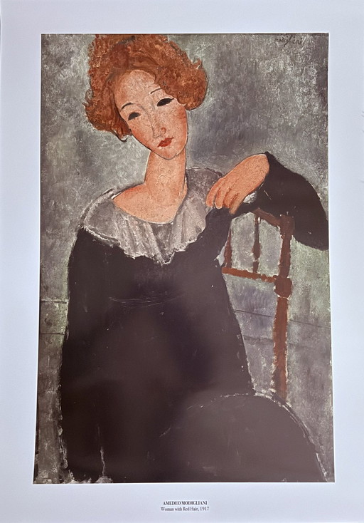 Amedeo Modigliani: "Woman with Red Hair, 1917." Signed in the Plate.