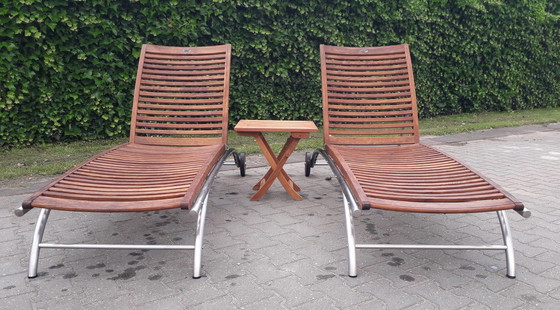 Image 1 of 2 Hartman Prestige loungers stainless steel/teak 200 cm long