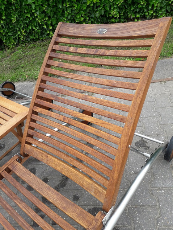 Image 1 of 2 chaises longues Hartman Prestige acier inoxydable/teak 200 cm de long