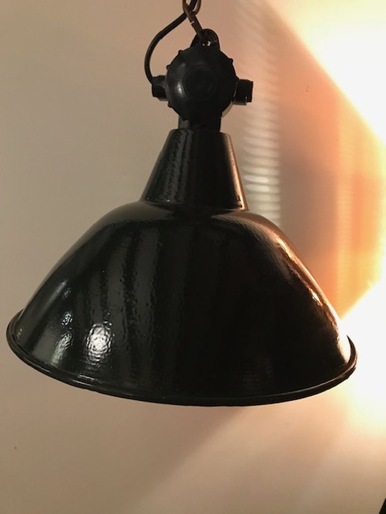 Image 1 of 2x industrial pendant lights black