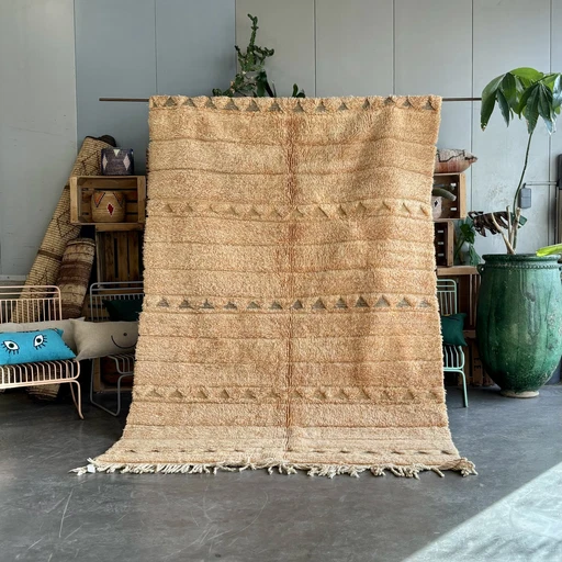 Modern Tan Moroccan Wool Rug