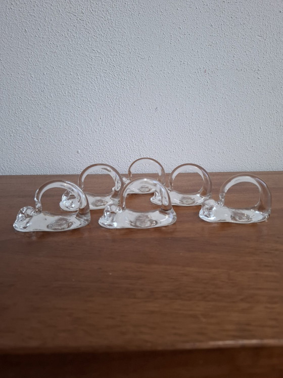 Image 1 of Artistic Set Of 6 Handmade Glass Napkin Rings